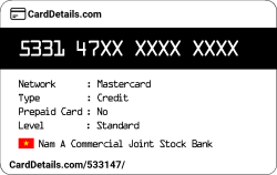 Card Details: 533147
