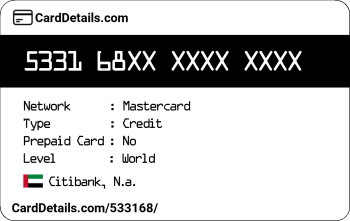 Card Details: 533168
