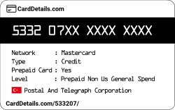 Card Details: 533207