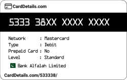 Card Details: 533338