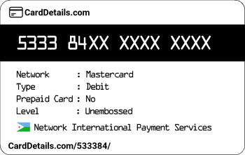 Card Details: 533384
