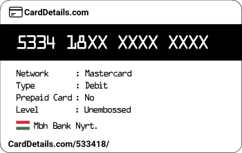Card Details: 533418