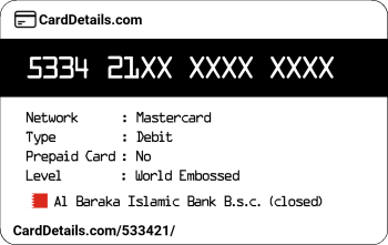 Card Details: 533421