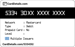 Card Details: 533430