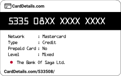 Card Details: 533508