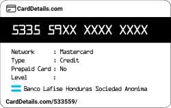 Card Details: 533559