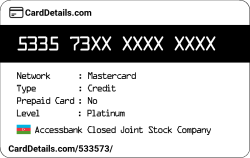 Card Details: 533573