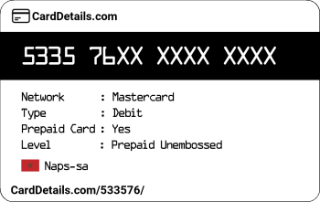Card Details: 533576