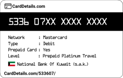 Card Details: 533607