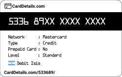 Card Details: 533689