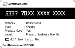 Card Details: 533770