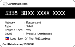 Card Details: 533830