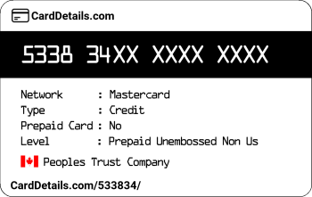 Card Details: 533834