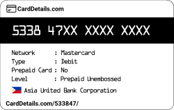 Card Details: 533847