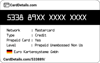 Card Details: 533889