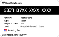 Card Details: 533907