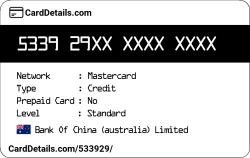 Card Details: 533929