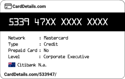 Card Details: 533947