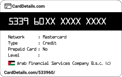 Card Details: 533960