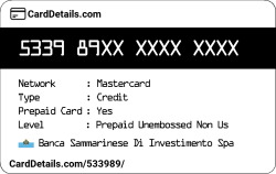 Card Details: 533989