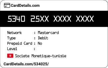 Card Details: 534025
