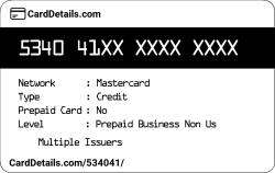 Card Details: 534041