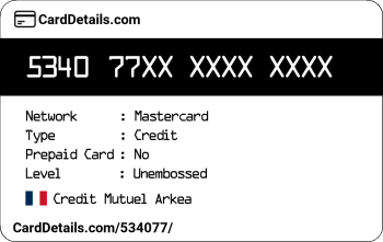 Card Details: 534077