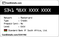 Card Details: 534198