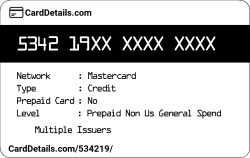 Card Details: 534219