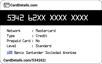 Card Details: 534262