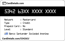 Card Details: 534263
