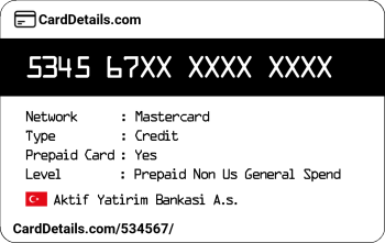 Card Details: 534567