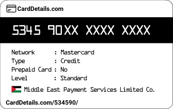 Card Details: 534590