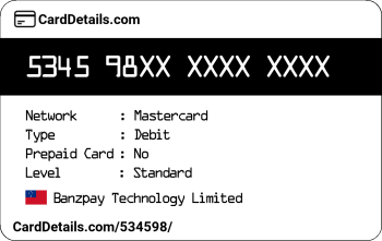 Card Details: 534598