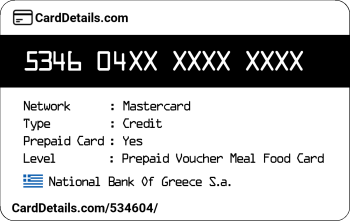 Card Details: 534604