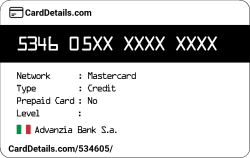 Card Details: 534605