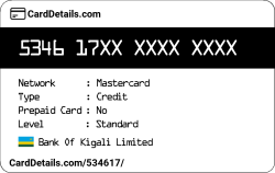 Card Details: 534617