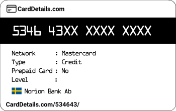 Card Details: 534643
