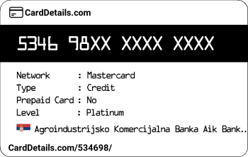 Card Details: 534698