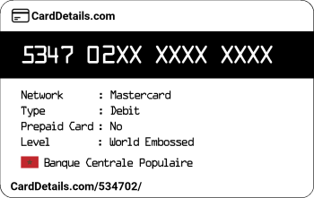 Card Details: 534702