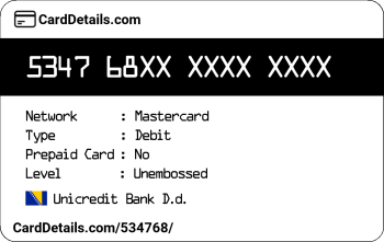 Card Details: 534768