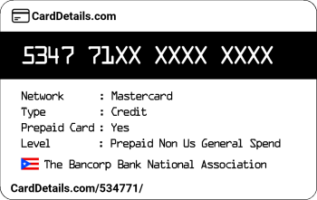 Card Details: 534771