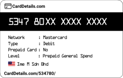 Card Details: 534780