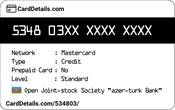 Card Details: 534803