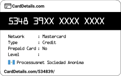 Card Details: 534839