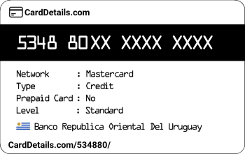 Card Details: 534880