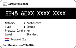 Card Details: 534882