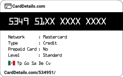 Card Details: 534951