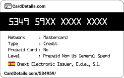 Card Details: 534959