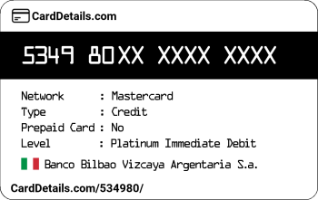Card Details: 534980